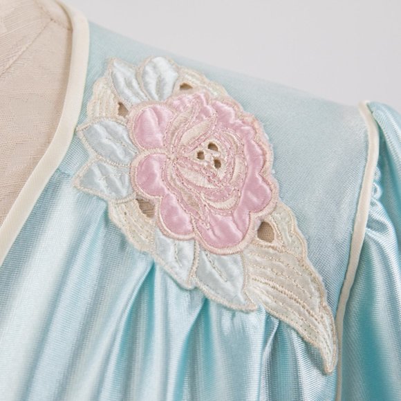 Vintage 70s OS Disco Shiny Robe Dress Blue AS-IS - Picture 2 of 14